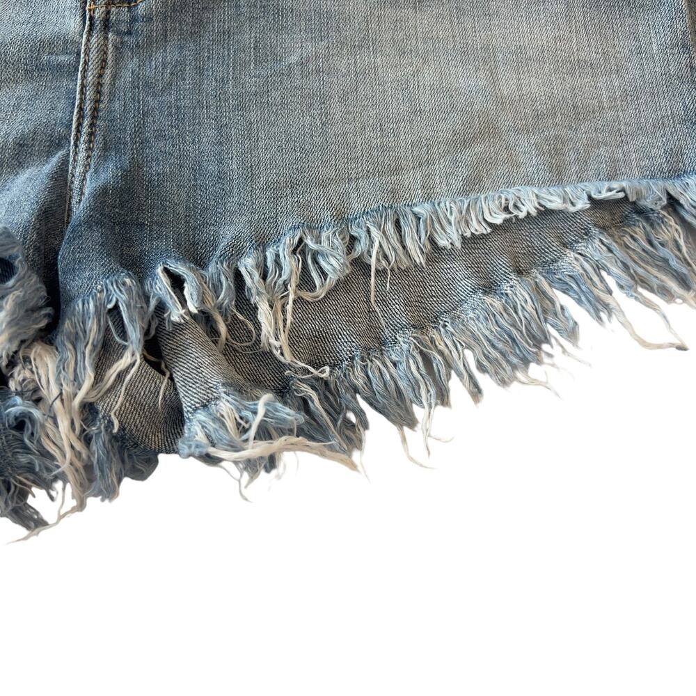 Vigoss women's size 28 light wash high waist frayed edge denim jean shorts #2685 - Picture 5 of 10